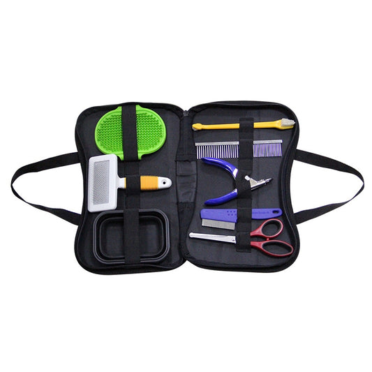 Kit d’Outils de Toilettage Professionnel — PU & Acier Inoxydable pour Chien