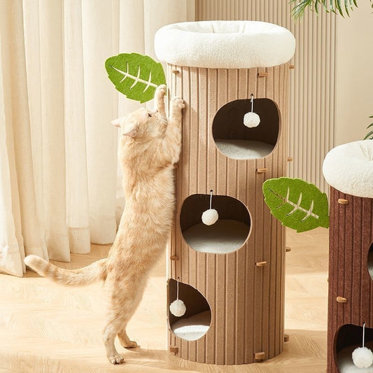 Arbre à Chat en Feutre – Nid Douillet Multiétagé Toutes Saisons