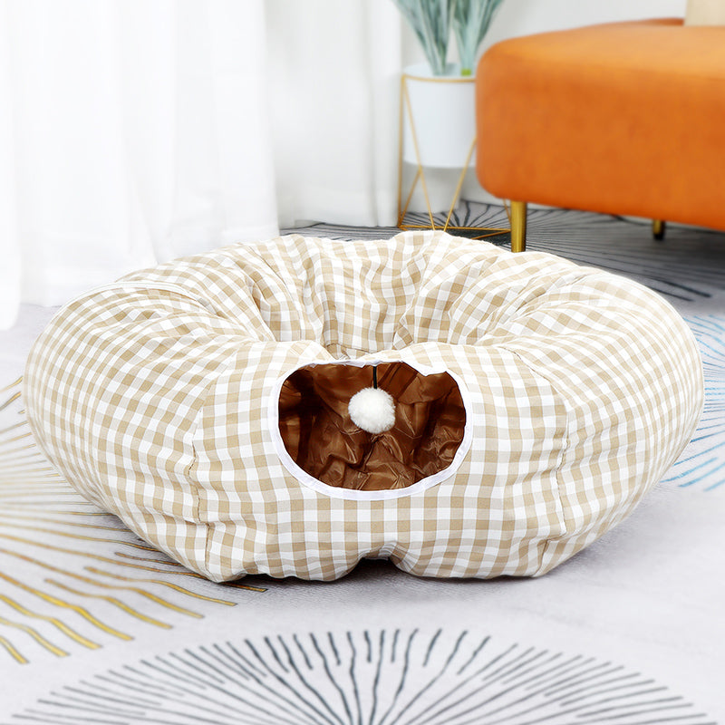 Nid Tunnel Donut pour Chat – Labyrinthe Toutes Saisons, 12 Coloris