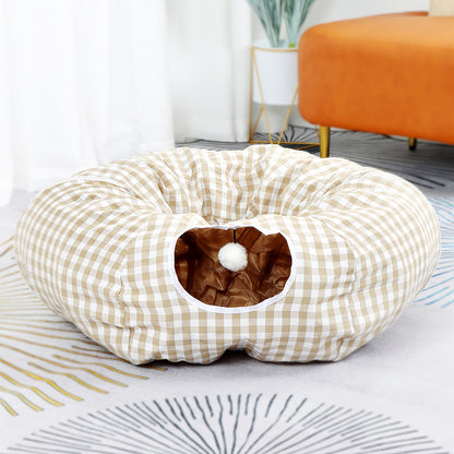 Nid Tunnel Donut pour Chat – Labyrinthe Toutes Saisons, 12 Coloris