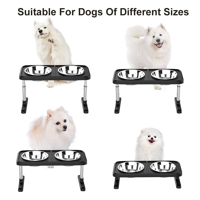 Gamelle Pliable Réglable en Hauteur pour Chien – Inox Noir