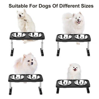 Gamelle Pliable Réglable en Hauteur pour Chien – Inox Noir