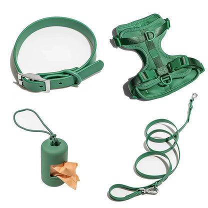 Set 4 Pièces pour Chien — Collier, Laisse, Harnais & Gamelle | Imperméable