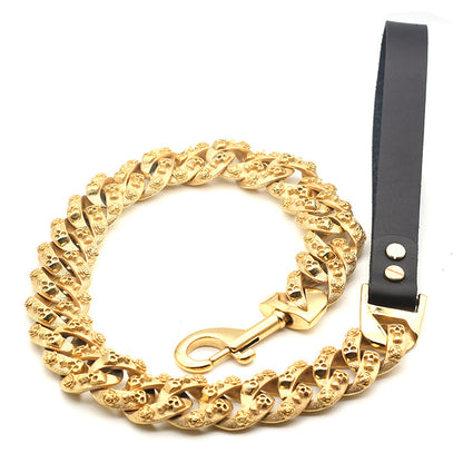 Collier Chaîne en Acier Inoxydable Doré pour Chien — 80 cm
