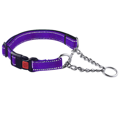 Collier Nylon Réfléchissant avec Boucle Acier Inoxydable pour Chien