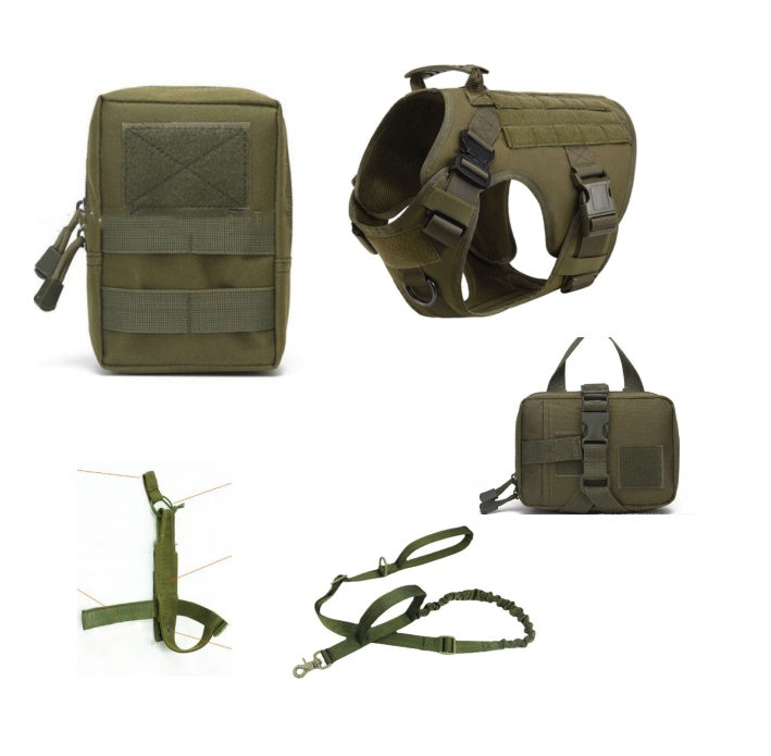 Set Tactique 5 Pièces K9 pour Chien — Harnais Vest Militaire
