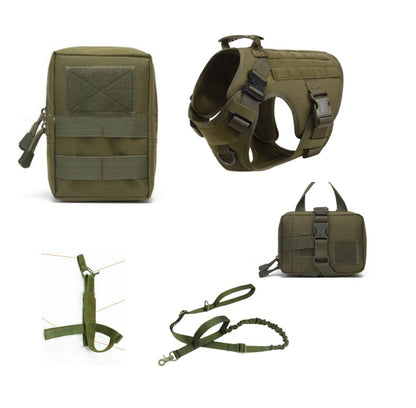 Set Tactique 5 Pièces K9 pour Chien — Harnais Vest Militaire