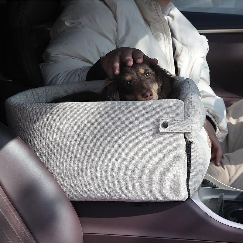 Siège Console Centrale Voiture pour Petit Chien & Chat — Portable & Sécurisé