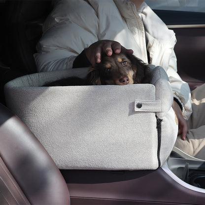 Siège Console Centrale Voiture pour Petit Chien & Chat — Portable & Sécurisé