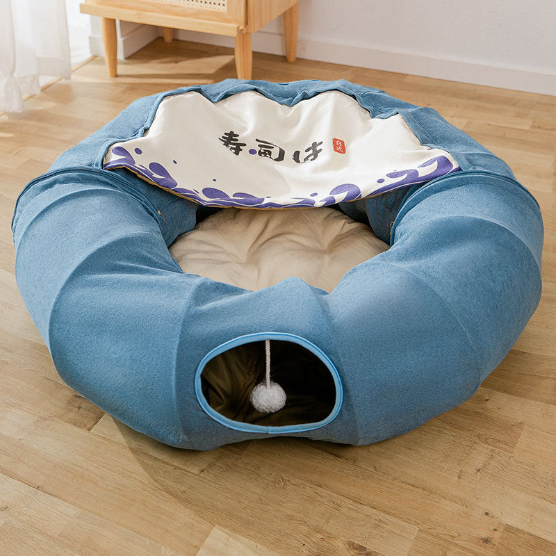 Tunnel-Lit Pliable pour Chat – Lavable & Confortable