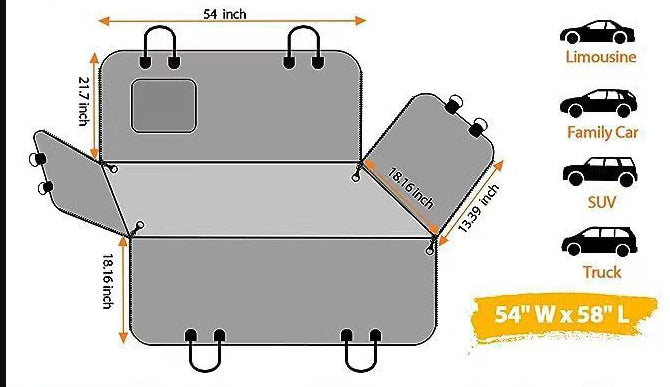 Tapis Voiture Anti-Morsure Imperméable pour Chien — Avec Poche 137×147 cm