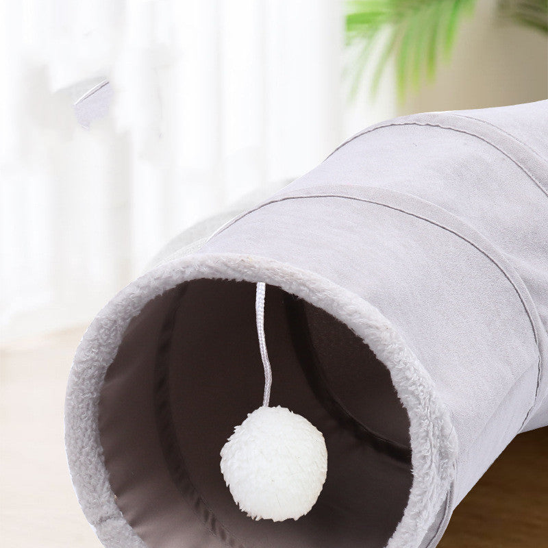 Tunnel en S Pliable pour Chat – Suède Doux, Léger & Compact