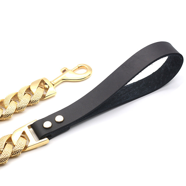 Collier Chaîne en Acier Inoxydable Doré pour Chien — 80 cm