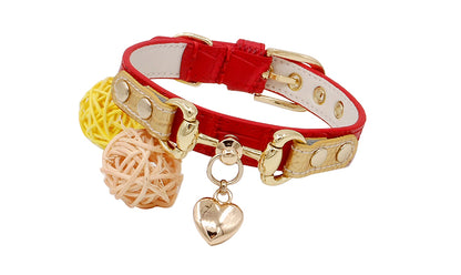 Collier en Cuir Motif Lézard Double Boucle pour Chien — XS à XL