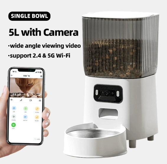 Distributeur Automatique Intelligent 5L pour Chiens et Chats – Bol Simple ou Double