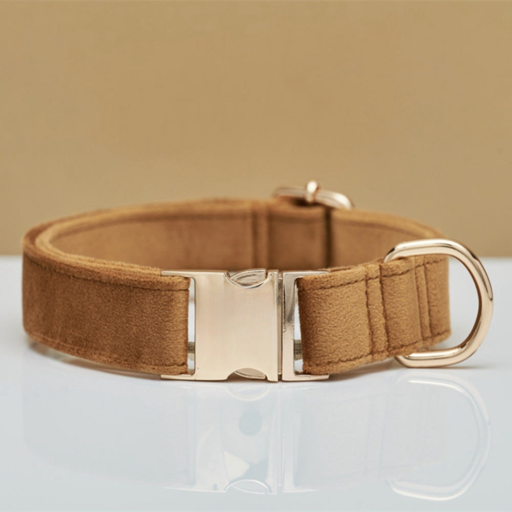 Ensemble Collier & Laisse en Velours avec Nœud Papillon pour Chien