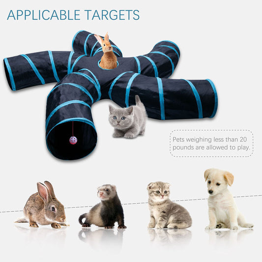 Tunnel de Jeu pour Chat – 3 Canaux & Motif Arbre