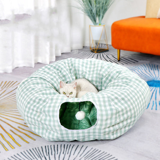 Nid Tunnel Donut pour Chat – Labyrinthe Toutes Saisons, 12 Coloris