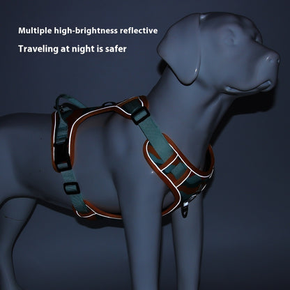 Laisse Réfléchissante Poitrine & Dos pour Chien — Tissu Oxford