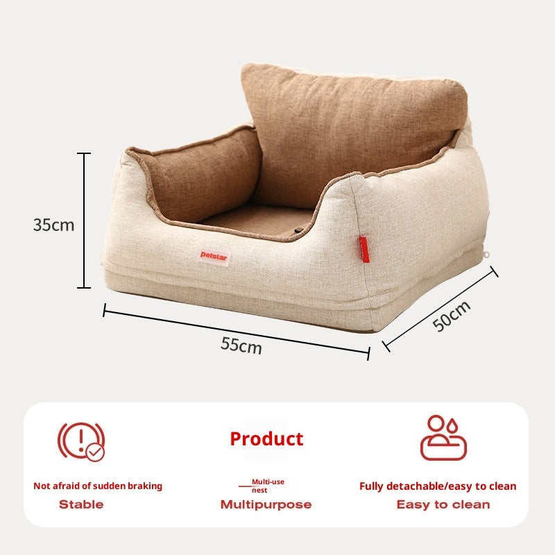 Coussin Siège Avant Voiture pour Petit & Moyen Chien — 55×50×35 cm