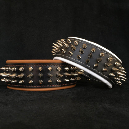 Collier "Danger" — Cuir Clouté Imposant pour Grande Race