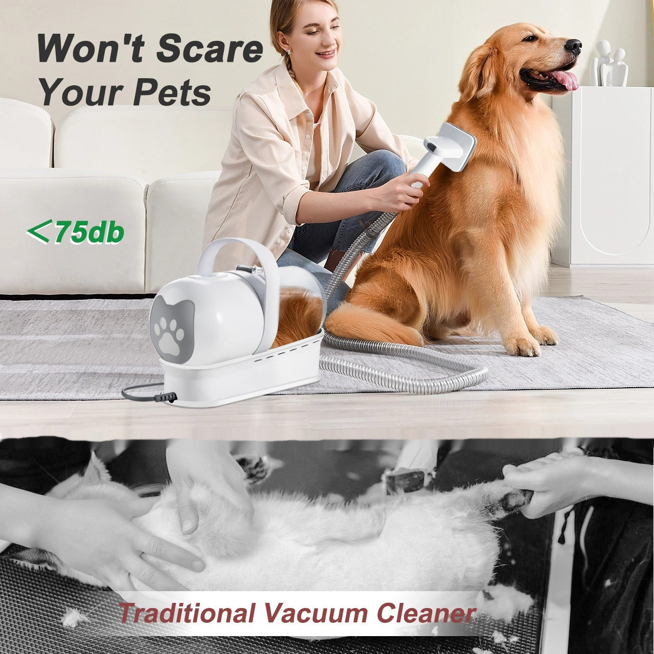 Kit de Toilettage 7-en-1 avec Aspiration — Chien & Chat