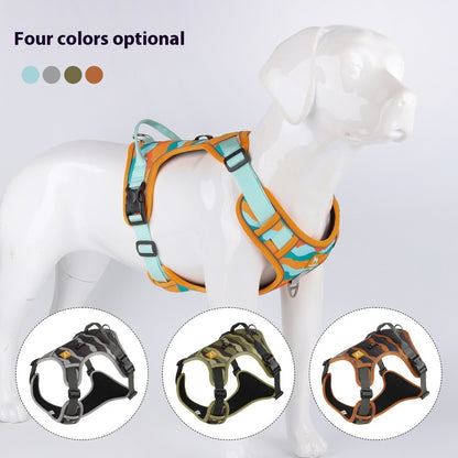 Laisse Réfléchissante Poitrine & Dos pour Chien — Tissu Oxford
