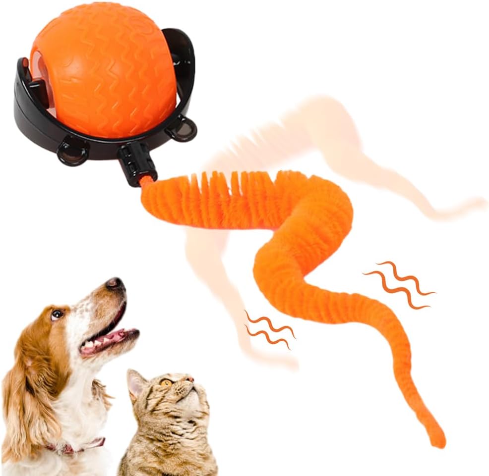 Balle Interactive Auto-Roulante pour Chat — Souris & Cordon Inclus