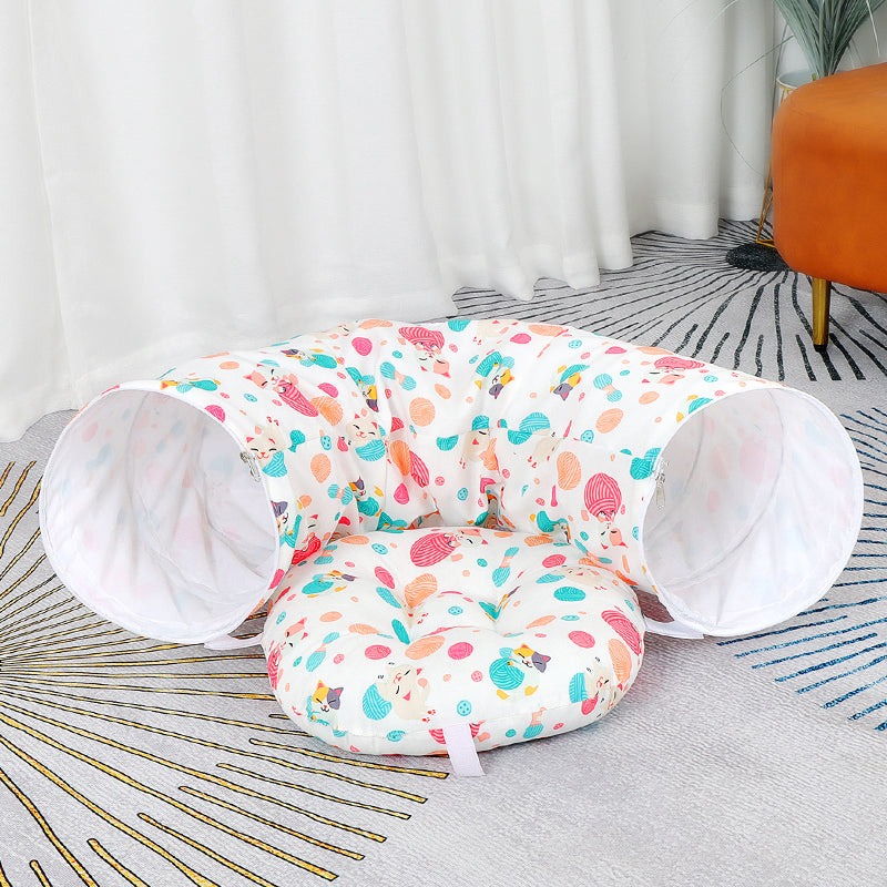 Nid Tunnel Donut pour Chat – Labyrinthe Toutes Saisons, 12 Coloris