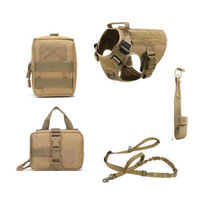 Set Tactique 5 Pièces K9 pour Chien — Harnais Vest Militaire