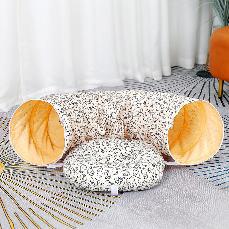 Nid Tunnel Donut pour Chat – Labyrinthe Toutes Saisons, 12 Coloris