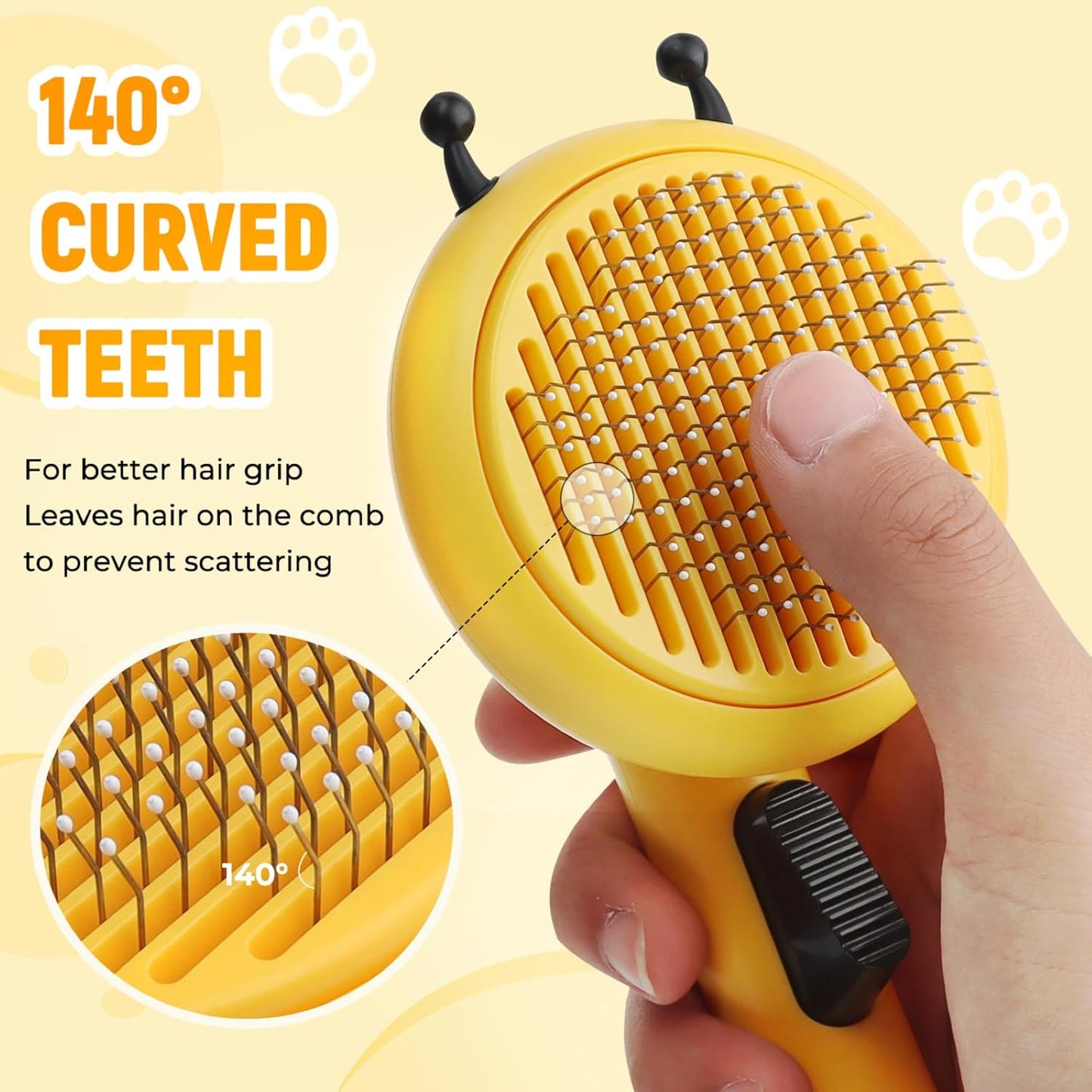 Brosse Auto-Nettoyante en Forme d’Abeille — Éjection Poils en 1 Clic