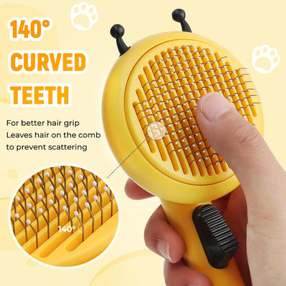 Brosse Auto-Nettoyante en Forme d’Abeille — Éjection Poils en 1 Clic