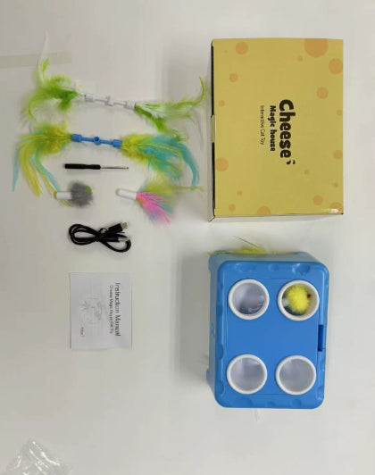 Jouet Interactif 3-en-1 Maison Fromage pour Chat – Apaisant & Cognitif