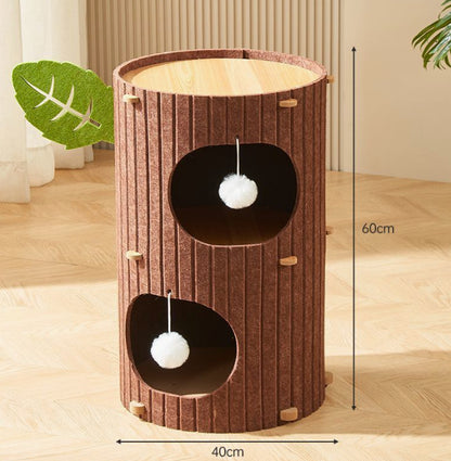 Arbre à Chat en Feutre – Nid Douillet Multiétagé Toutes Saisons