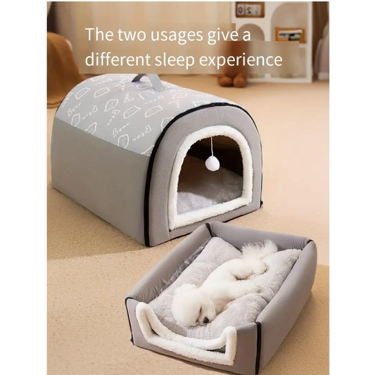 Warm Enclosed Dog Bed for All Seasons-1