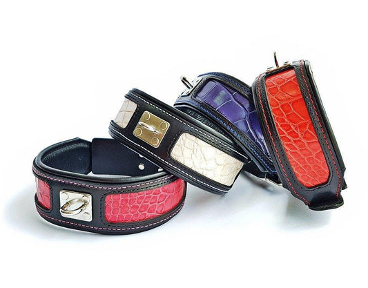 Collier "Eros" Rouge 6,3 cm — Cuir Clouté pour Grande Race