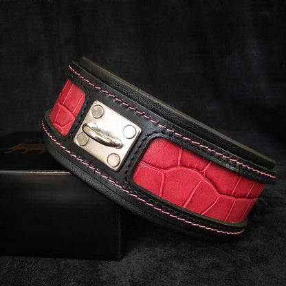 Collier "Eros" Rouge 6,3 cm — Cuir Clouté pour Grande Race