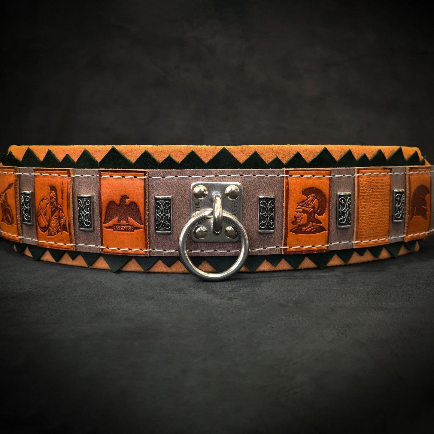 Collier "SPQR" — Cuir Inspiré de Rome pour Chien